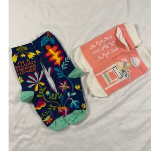 Blue Q Snarky Novelty Crew Socks Set |‎ One Night Stands & Delicate Flower | OS